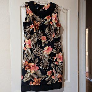 AB Studio Tropical hibiscus sleeveless dress, size 12